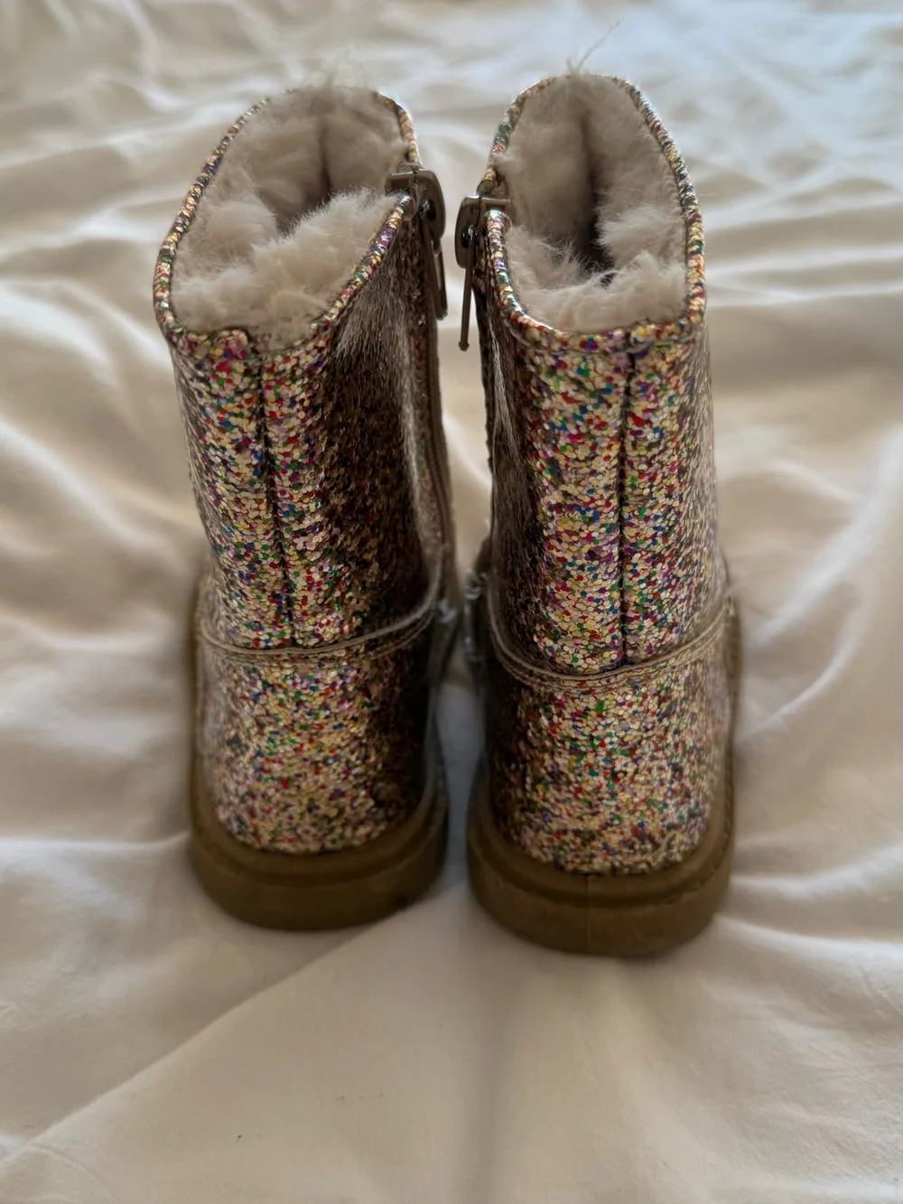Rachel Shoes Candi Toddler Glitter Boots Faux Fur Lined Mid-Calf 7M